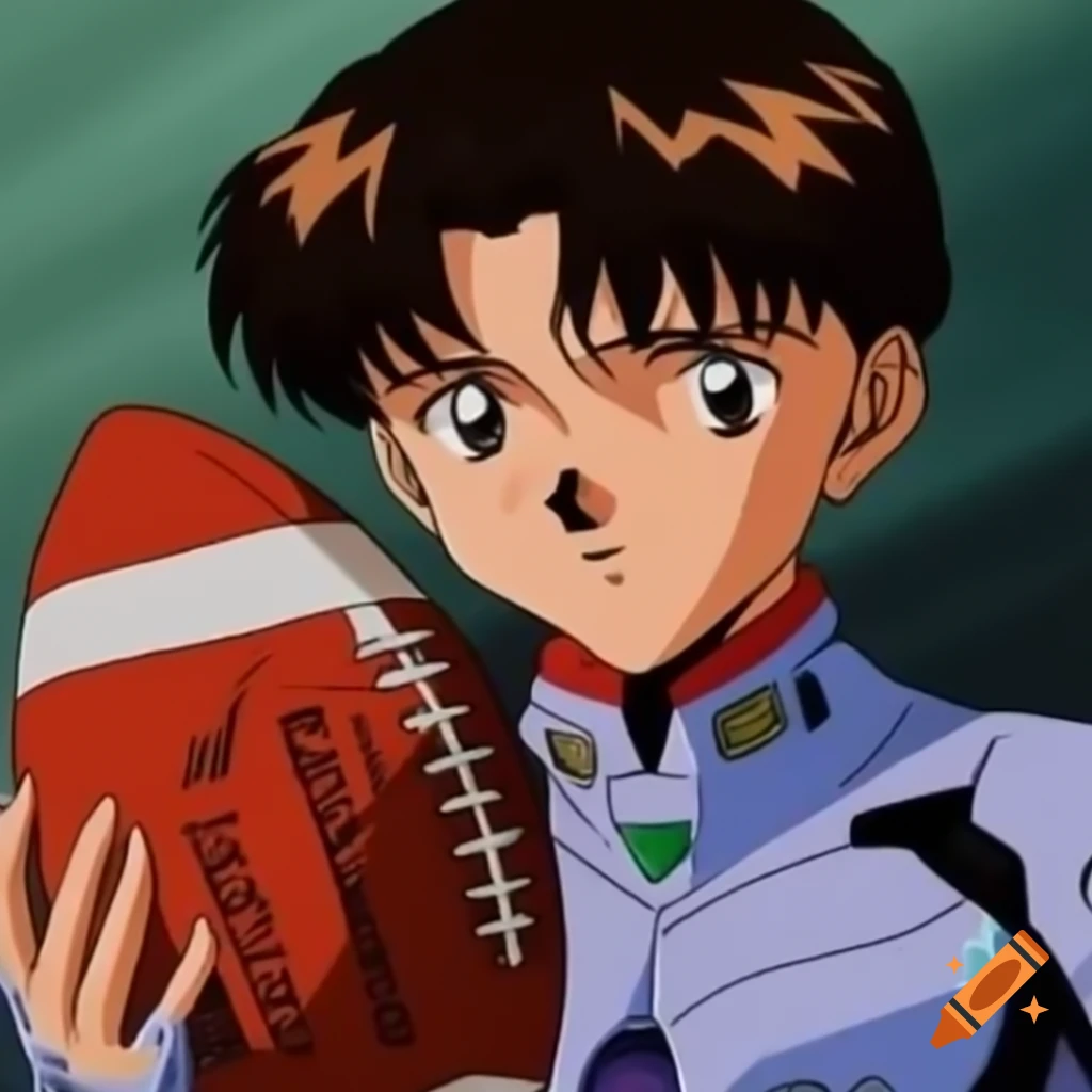 Evangelion character holding a football