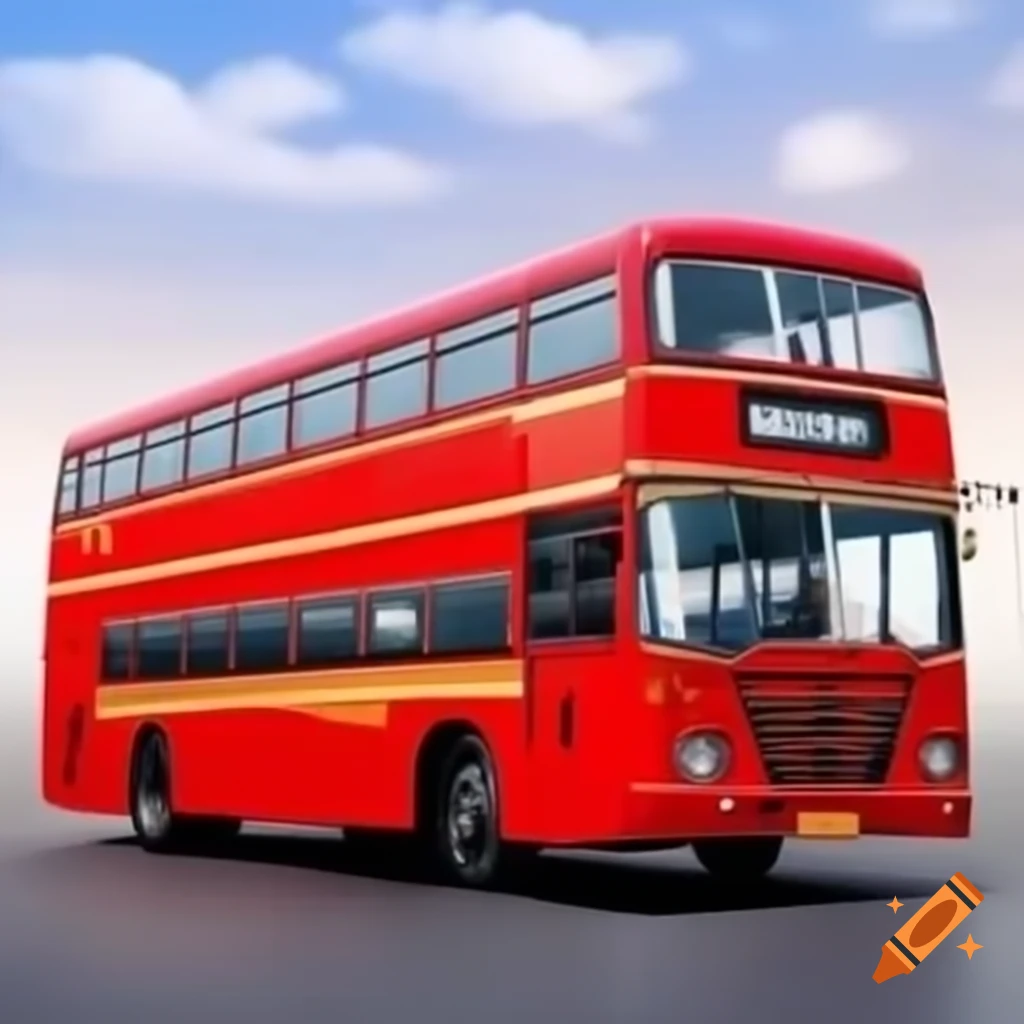 Red Ashok Leyland double-decker bus with IIUC text on the front