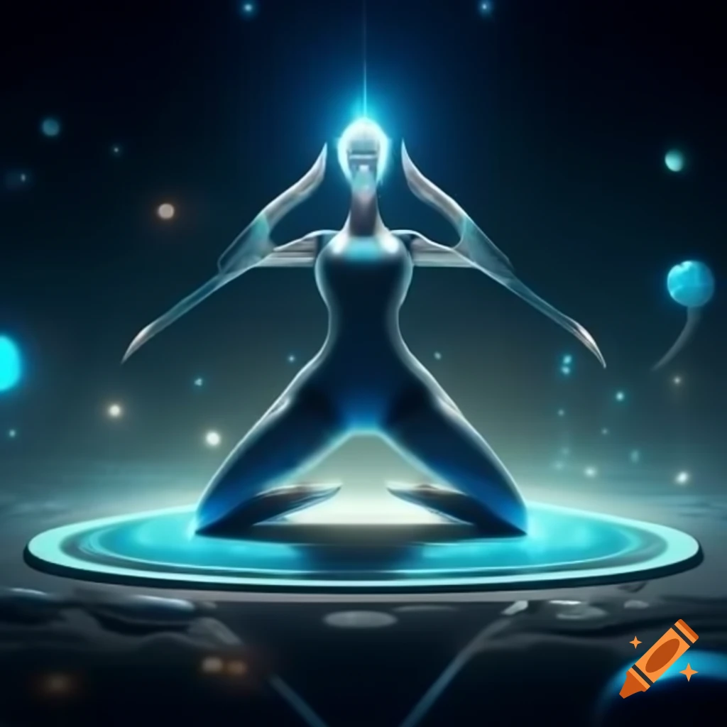 Futuristic concept of yoga practice