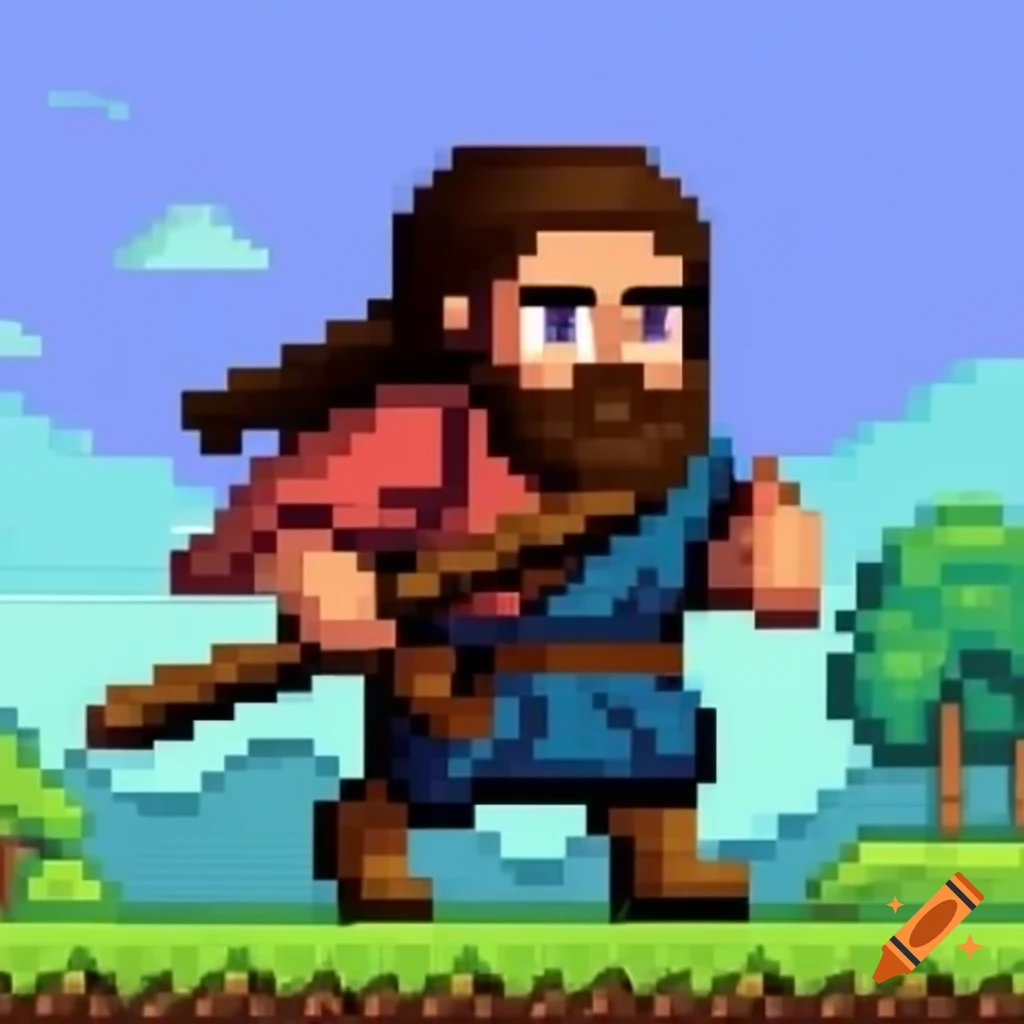 Pixel art walking animation spritesheet of Japanese hyakusho peasant