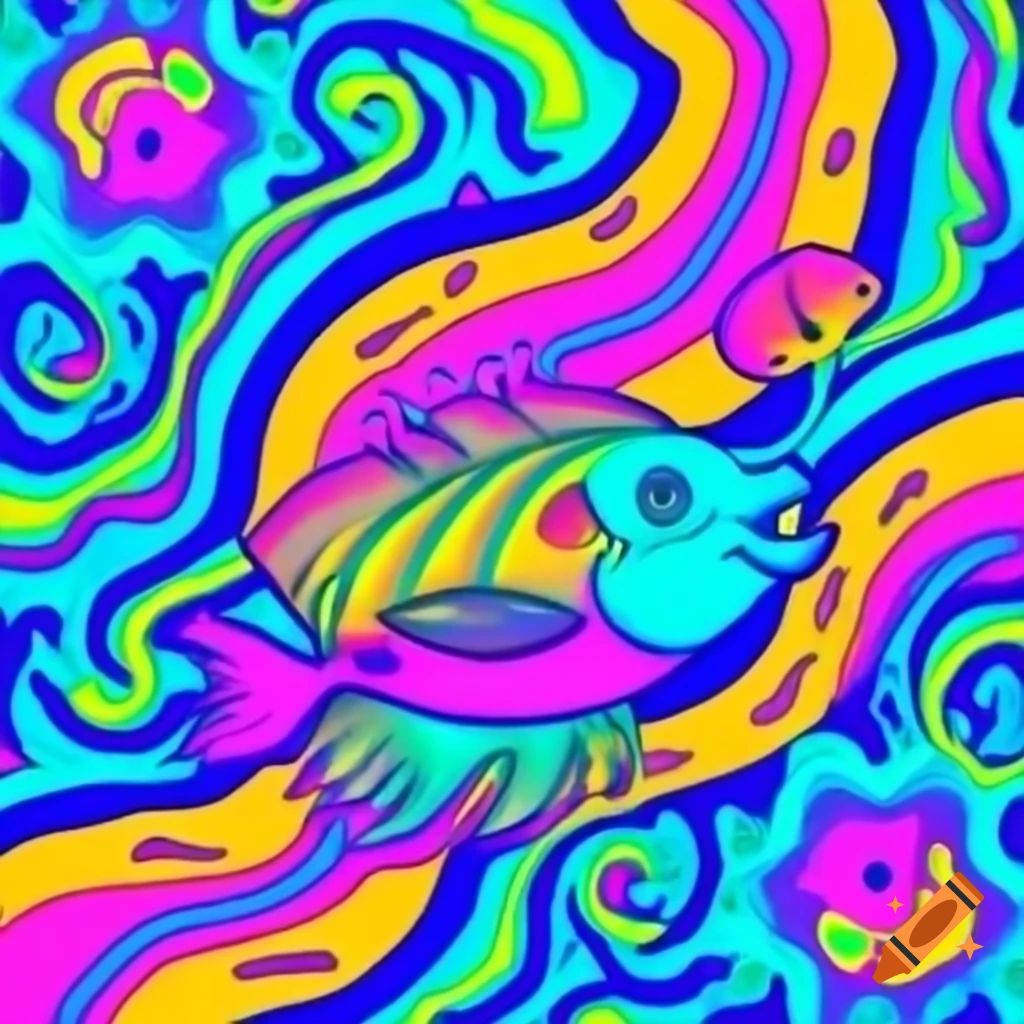 Abstract and colorful representation of fishing scene