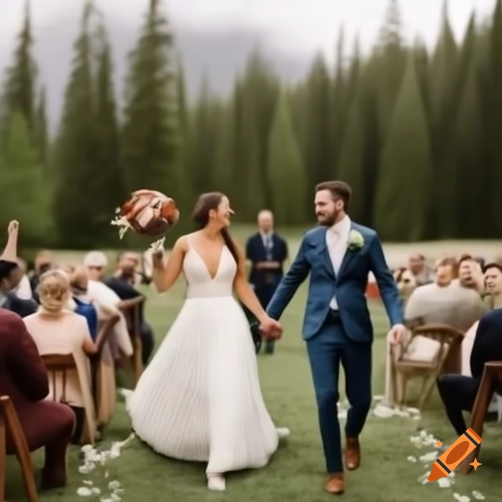 Wedding ceremony set in natural outdoor scenery
