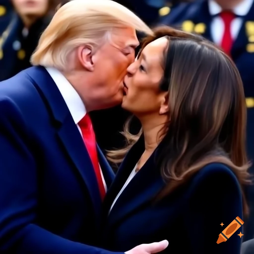 Political scene depicting Trump and Kamala Harris