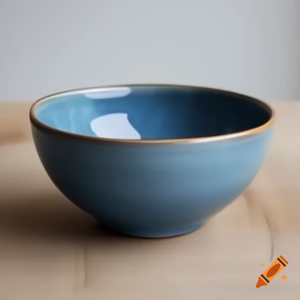 Ceramic blue bowl with wooden whisk