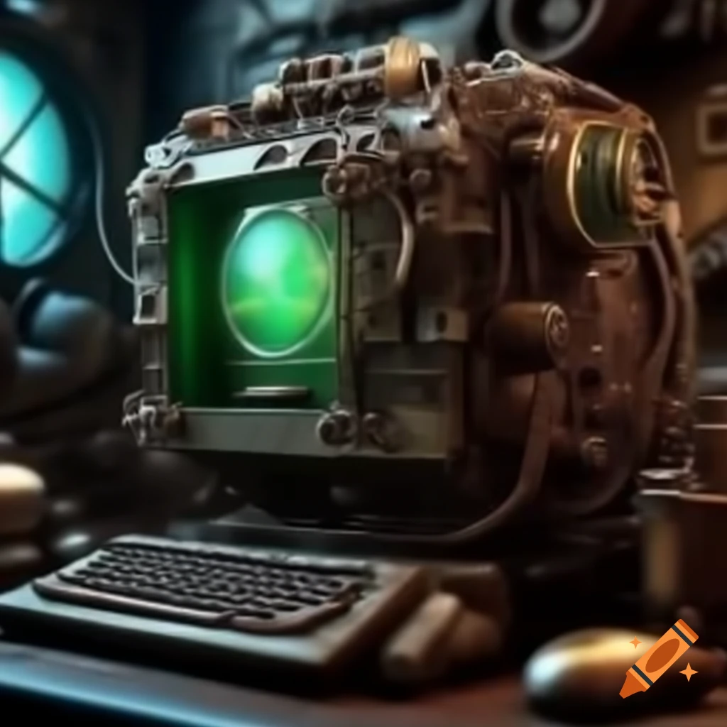 Intricate steampunk computer design
