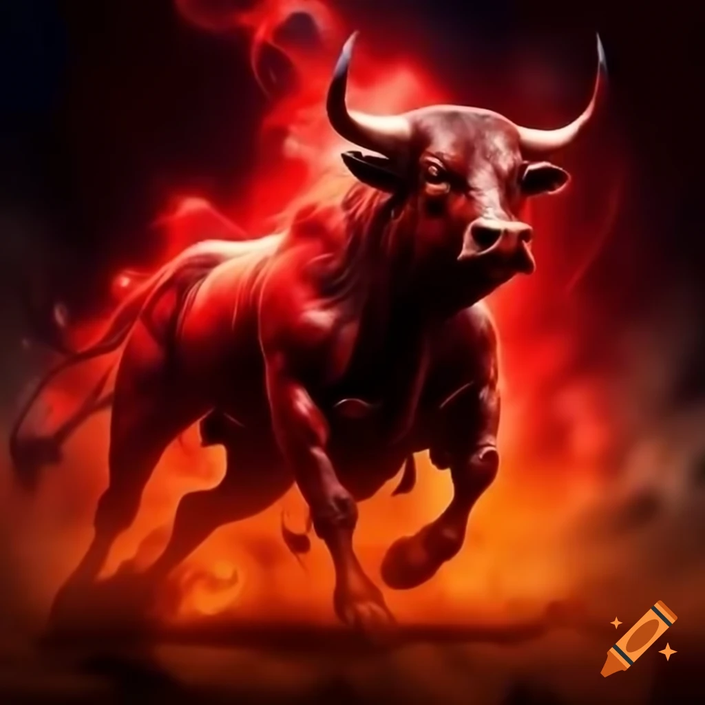 Bull fighting scene with red tint