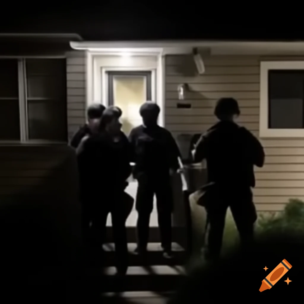 SWAT team conducting night operation entering a house