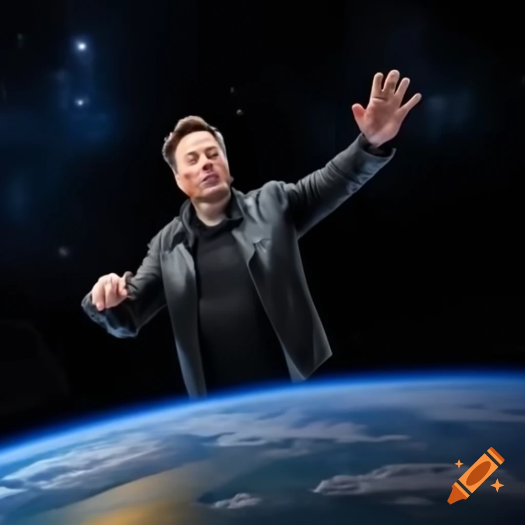 Elon Musk floating in space
