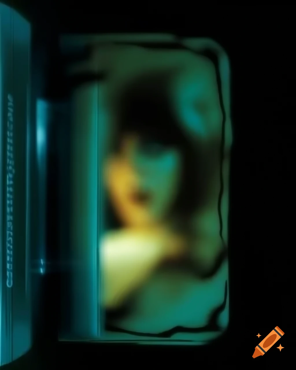 Ethereal woman apparition captured on trailcam with vhs effects on craiyon