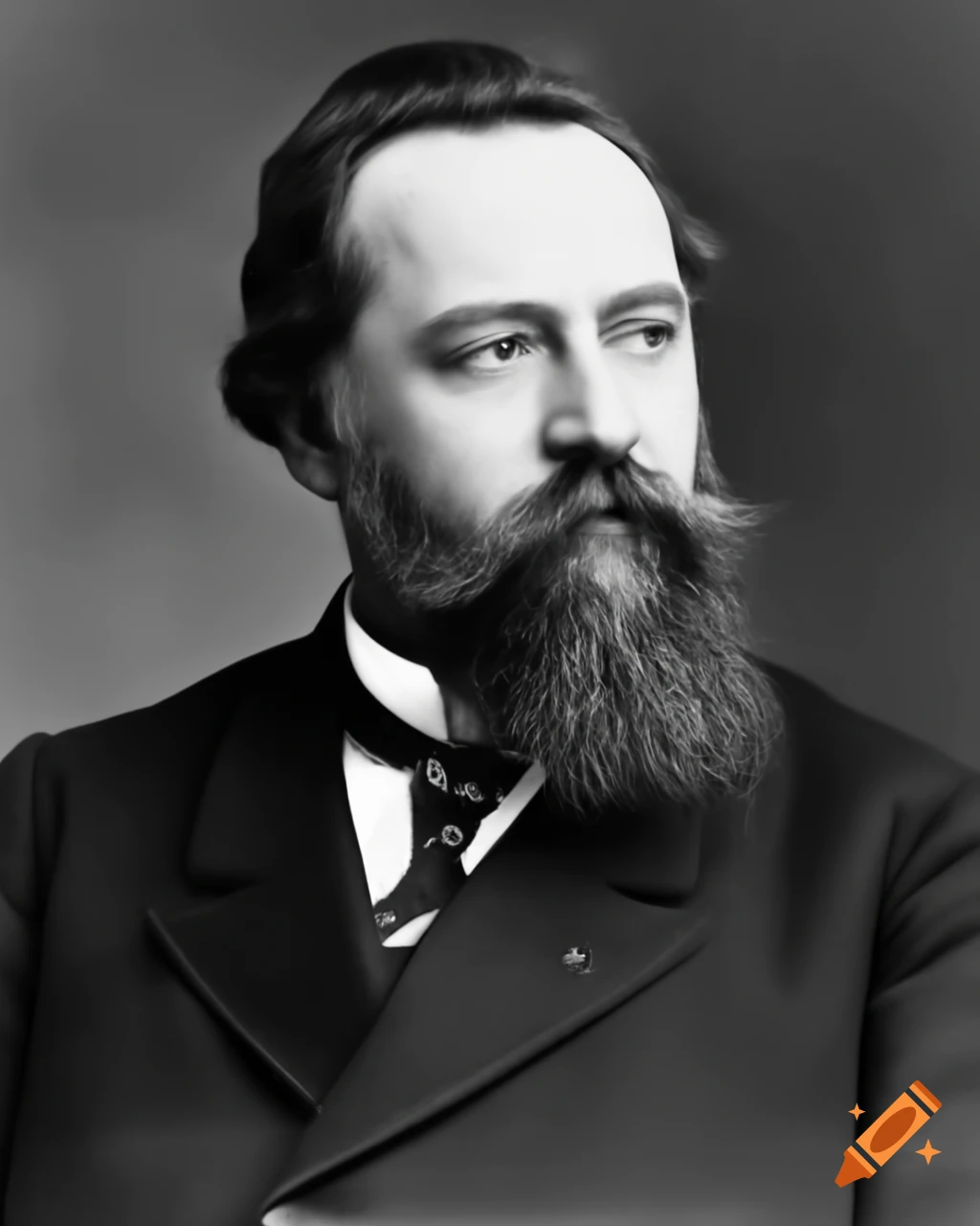 Smart, artistic French German socialist with a large beard from the 1870s