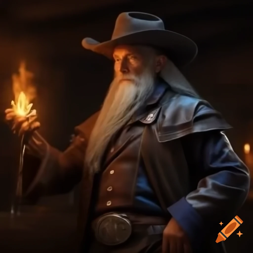Cowboy wizard character in imaginative design