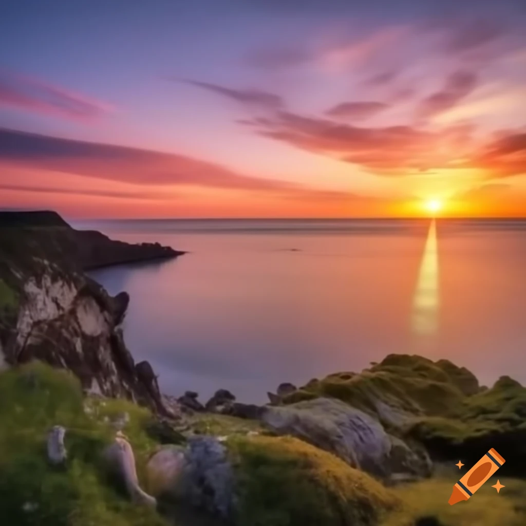 Sunrise view of church by the sea on craiyon