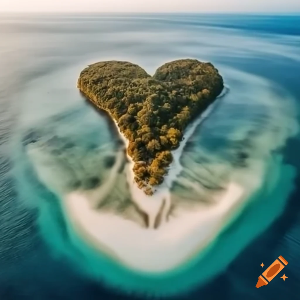 Island connected with heart concept
