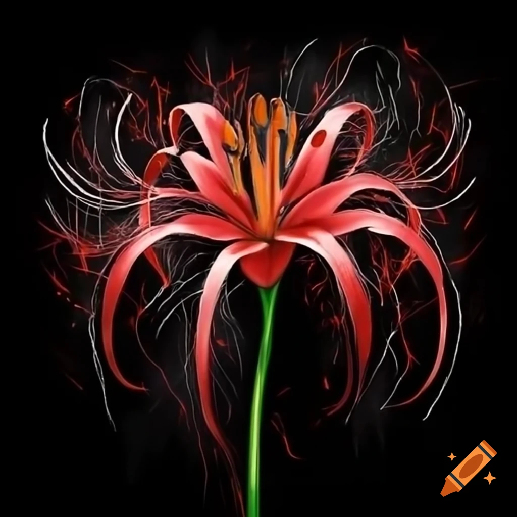 Vibrant red spider lily in full bloom with delicate petals and rich colors