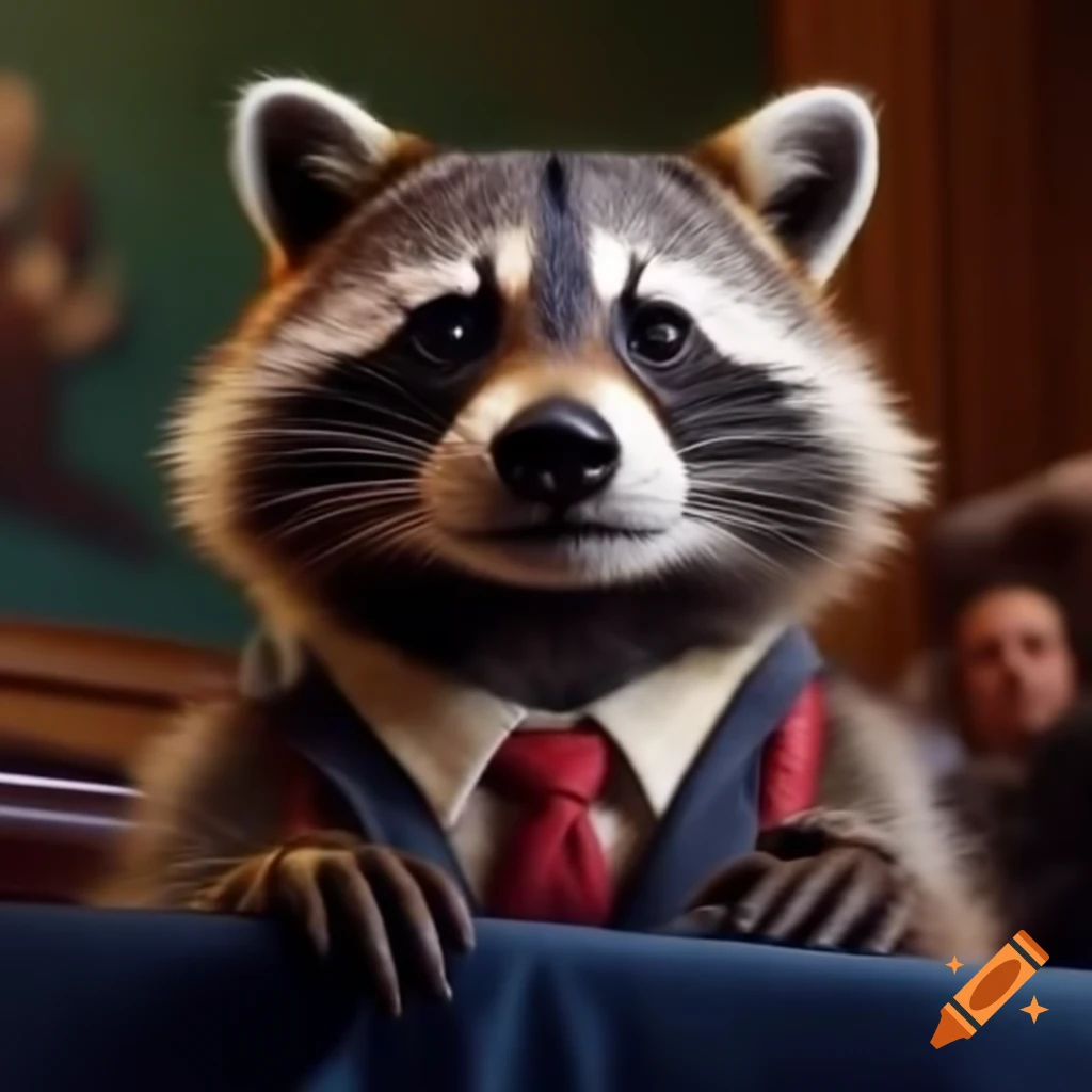 Raccoon participating in a humorous presidential debate for 2024