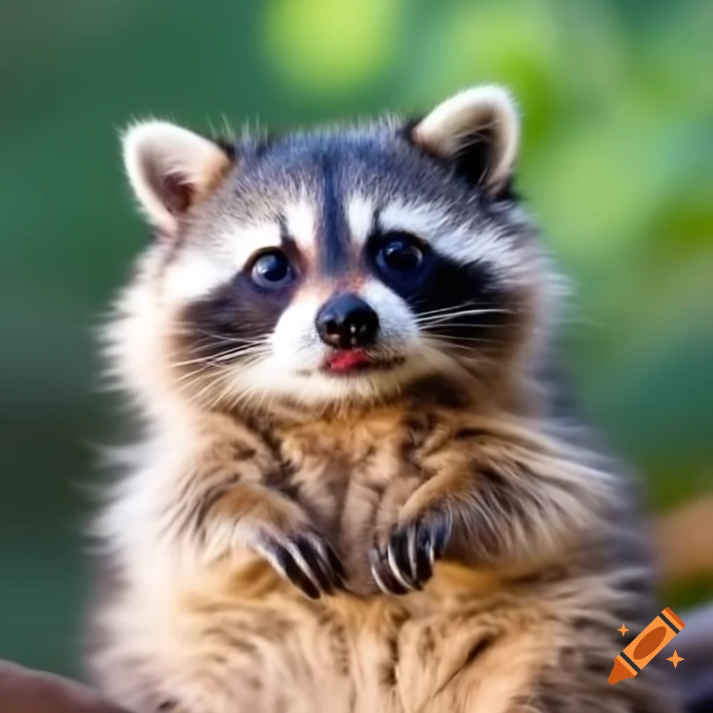 Adorable kawaii raccoon with a pudgy appearance