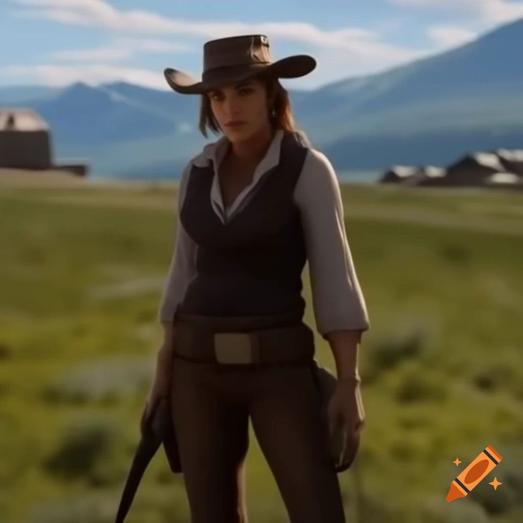 Female character walking through Montana ranch on a mission