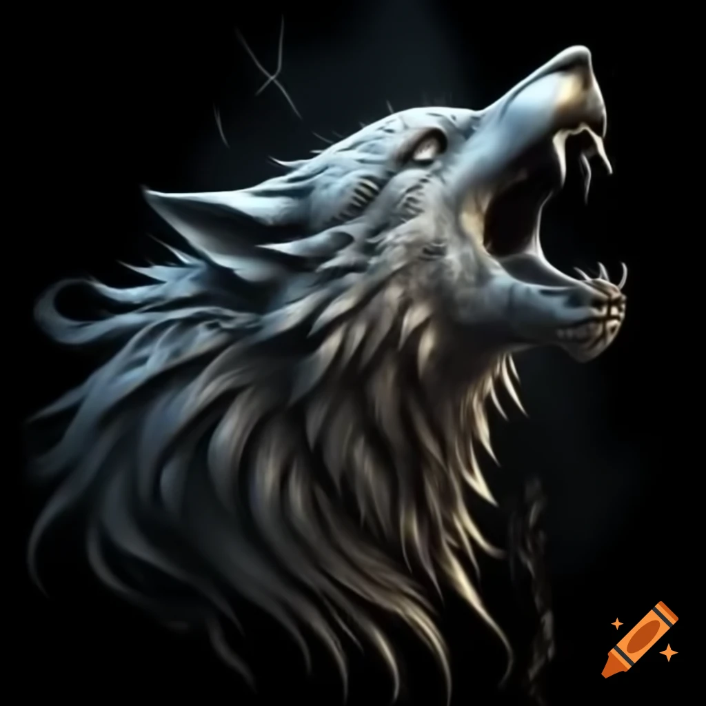 Metallic depiction of Wolf Fenrir
