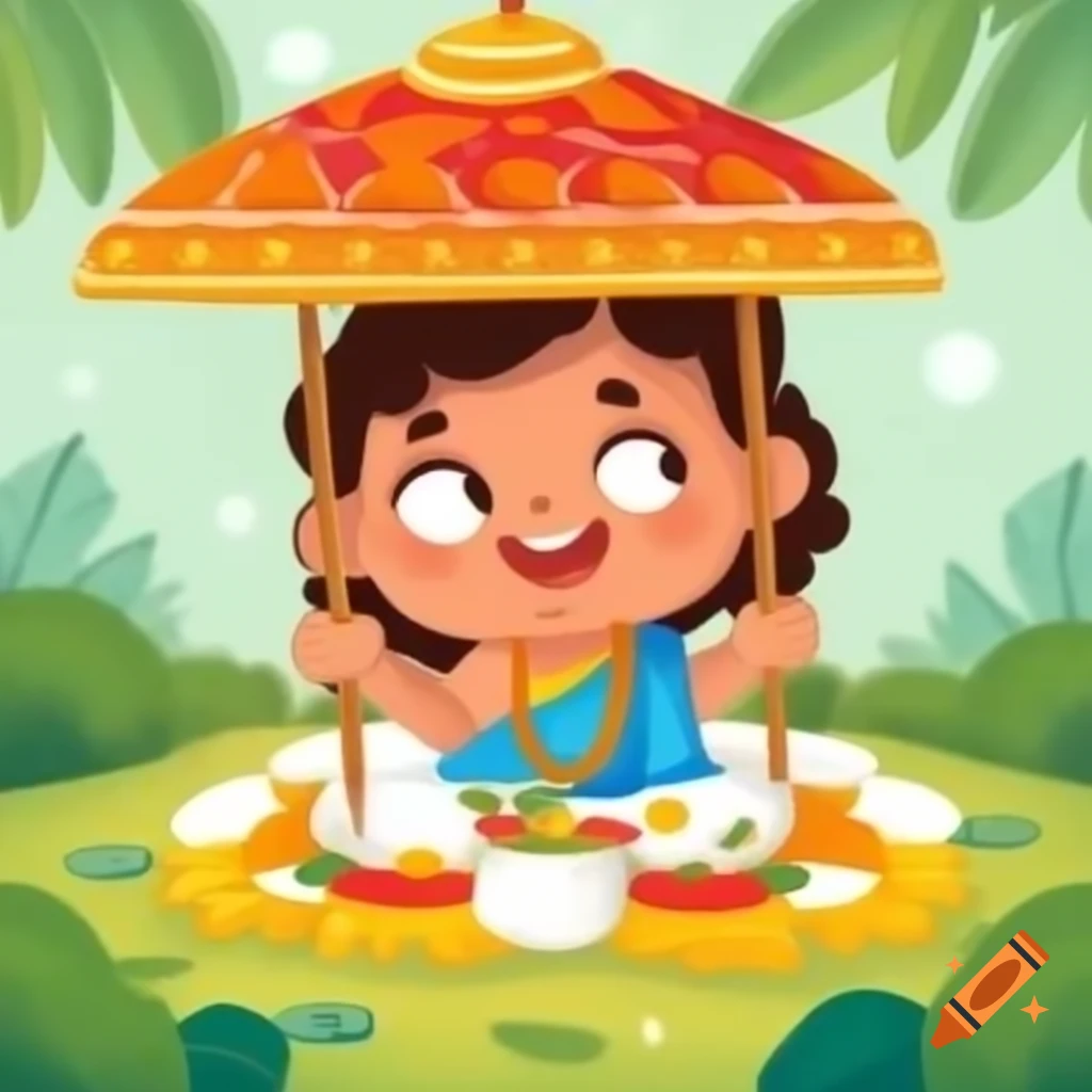 Girl celebrating Onam with a smile, festive atmosphere