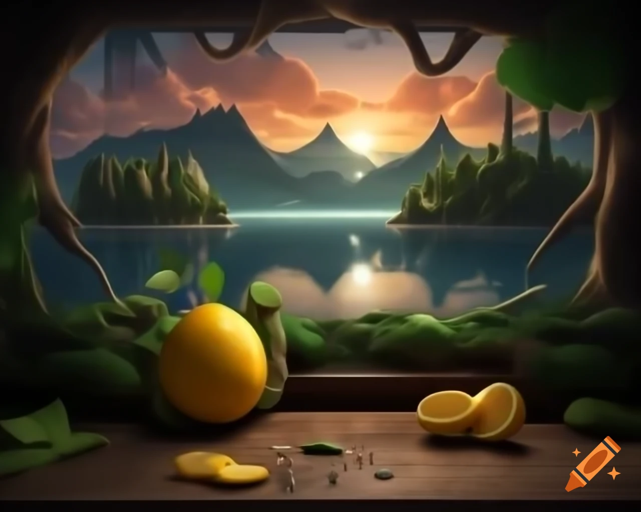 Surreal hyperrealistic world created with advanced technologies blending nature
