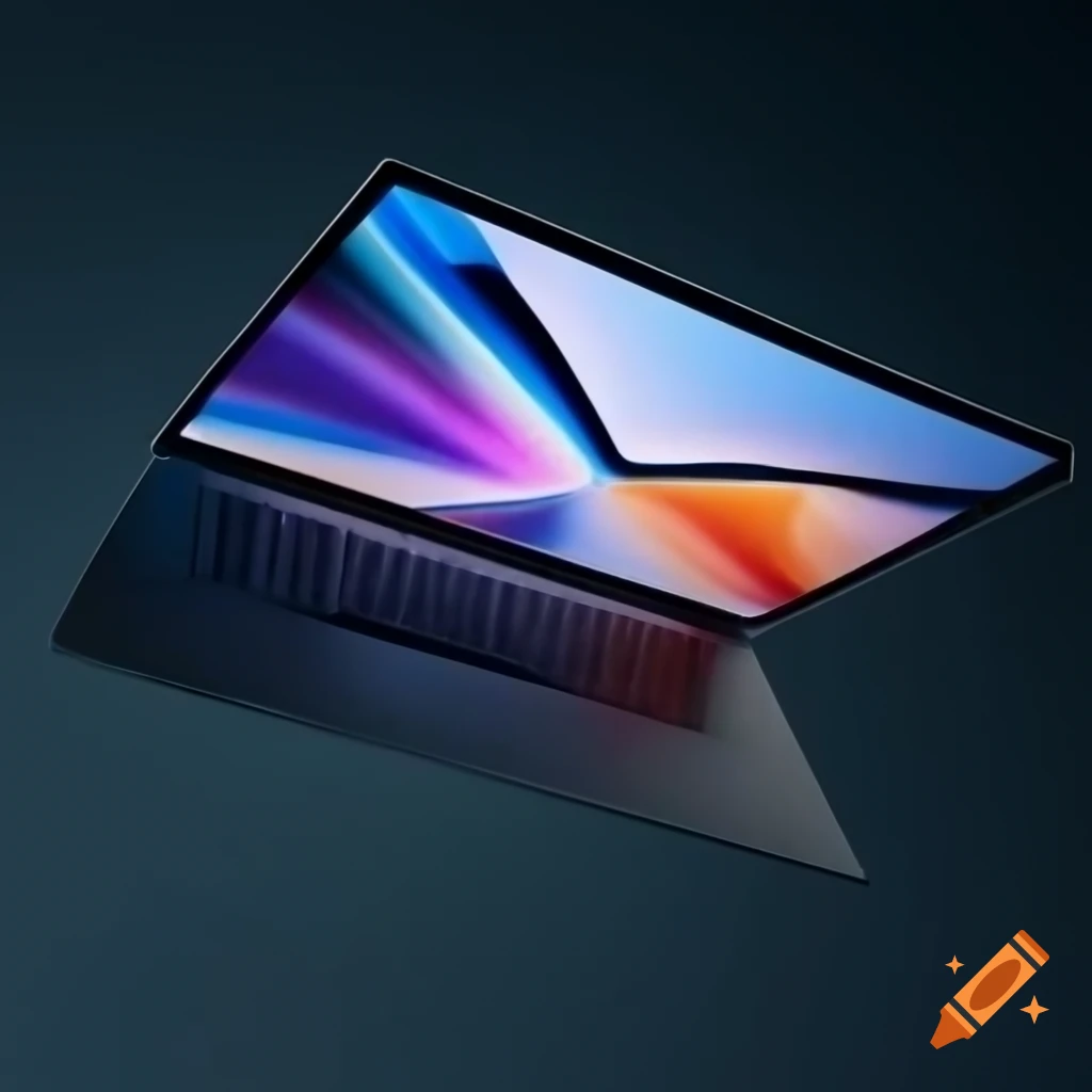 MacBook flying in the air