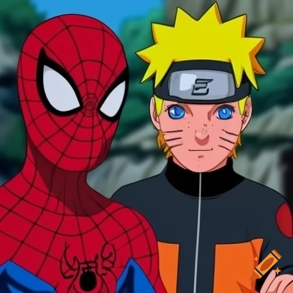 Spiderman and Naruto using Rasengan, engaging directly with viewer