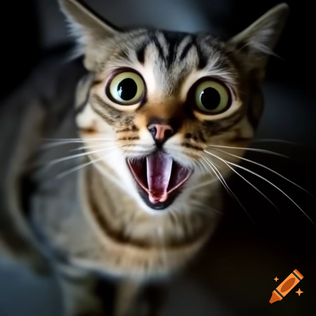Surprised cat reacting to human, showcasing allergy expression