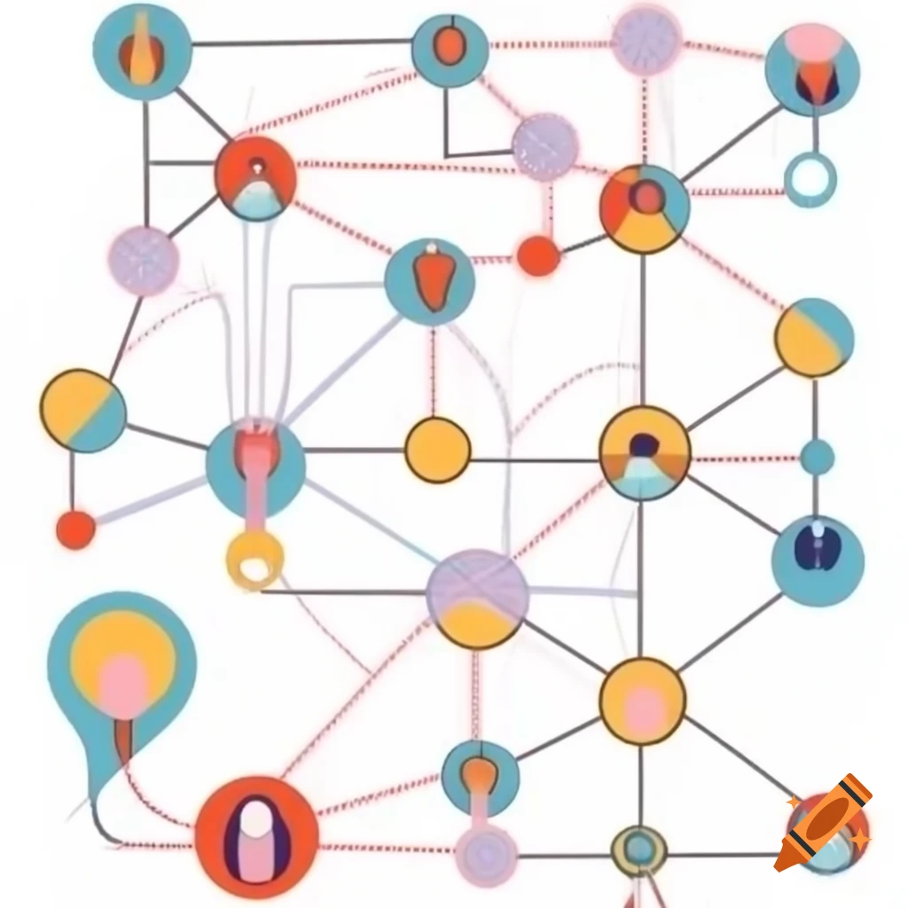Schematic mind map showing relationships from grandfather to granddaughter with different shapes and colors