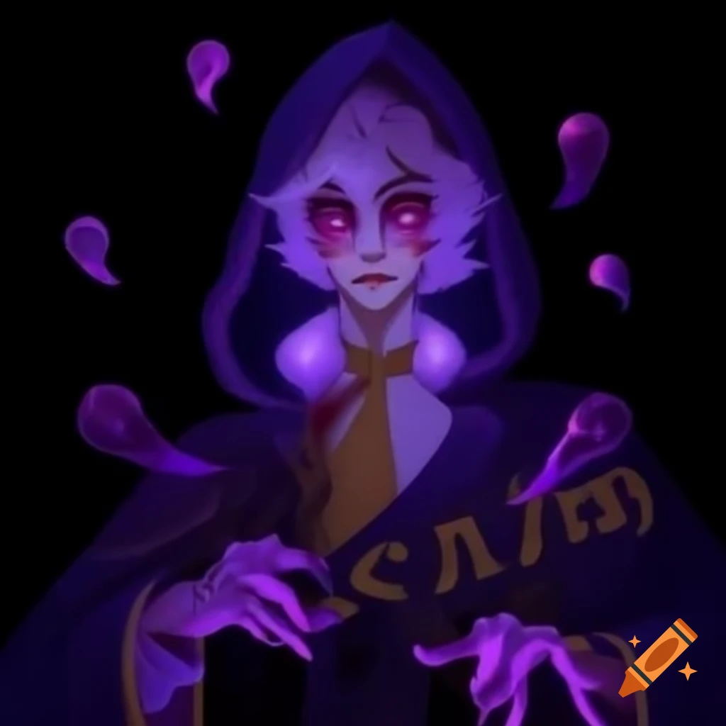 Mystical male figure with bright purple eyes and amethyst rabbit mask
