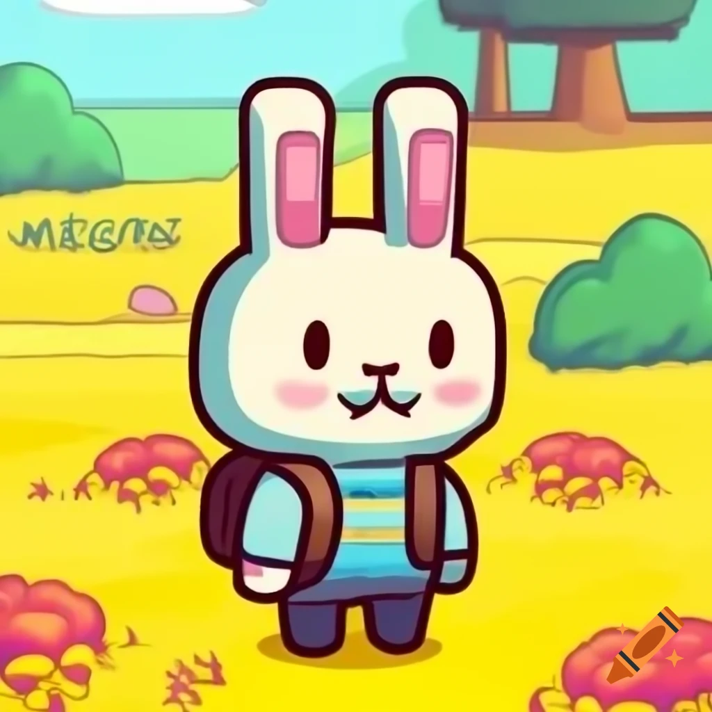 Rabbit In A Field Of Flowers In Scribblenauts Unlimited Graphics Style rabbit-in-a-field-of-flowers-in-scribblenauts-unlimited-graphics-style