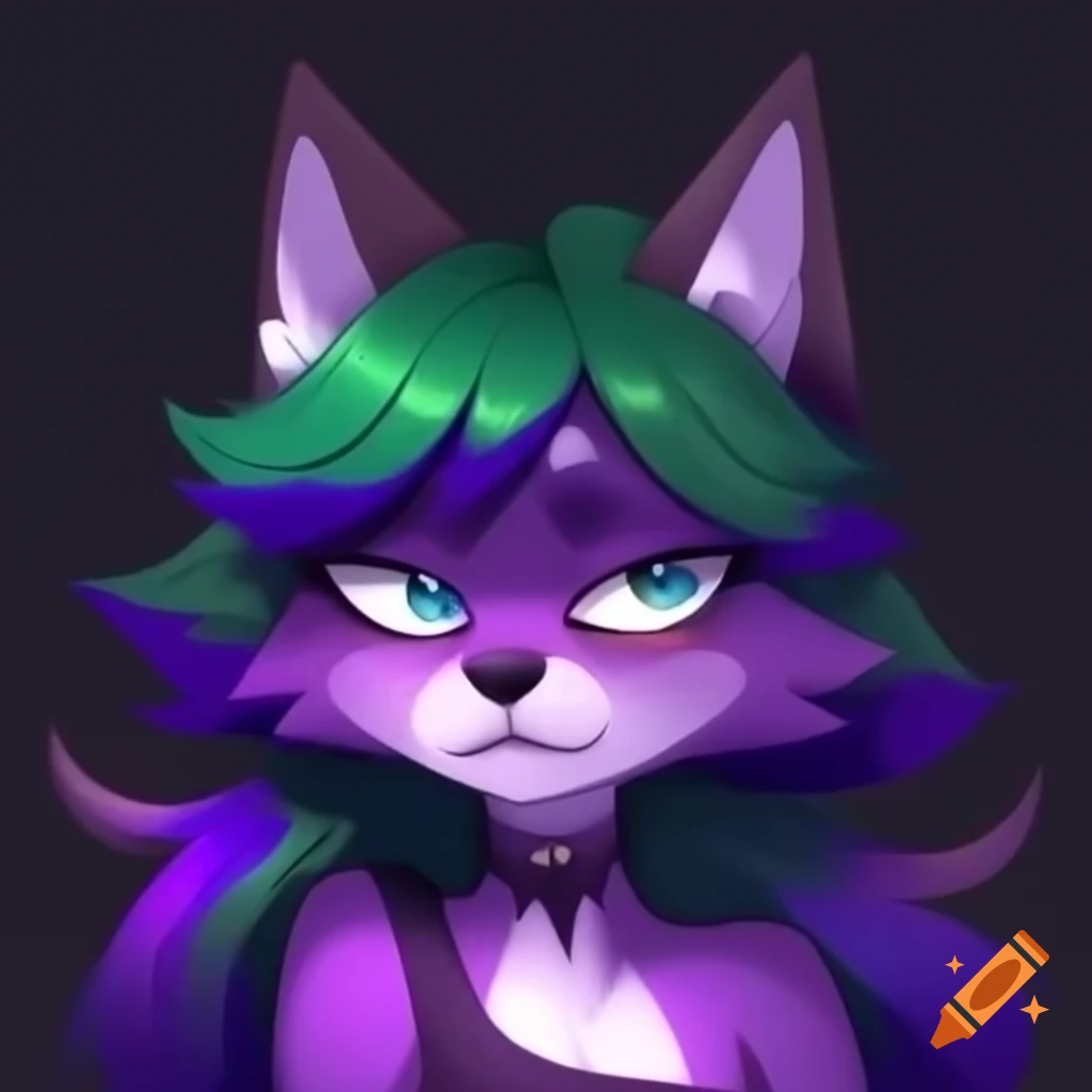 Anthropomorphic Feminine Wolf With Orange Hat And Colorful Hair Under 