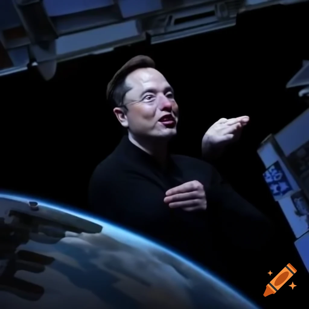 Elon musk in military uniform interacting with colorful globe on Craiyon