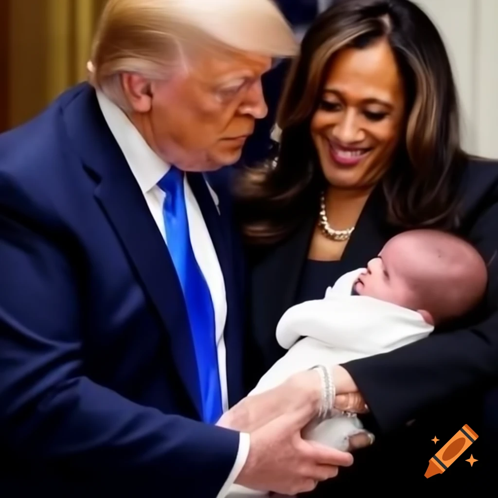 Kamala harris and donald trump in a humorous embrace on craiyon