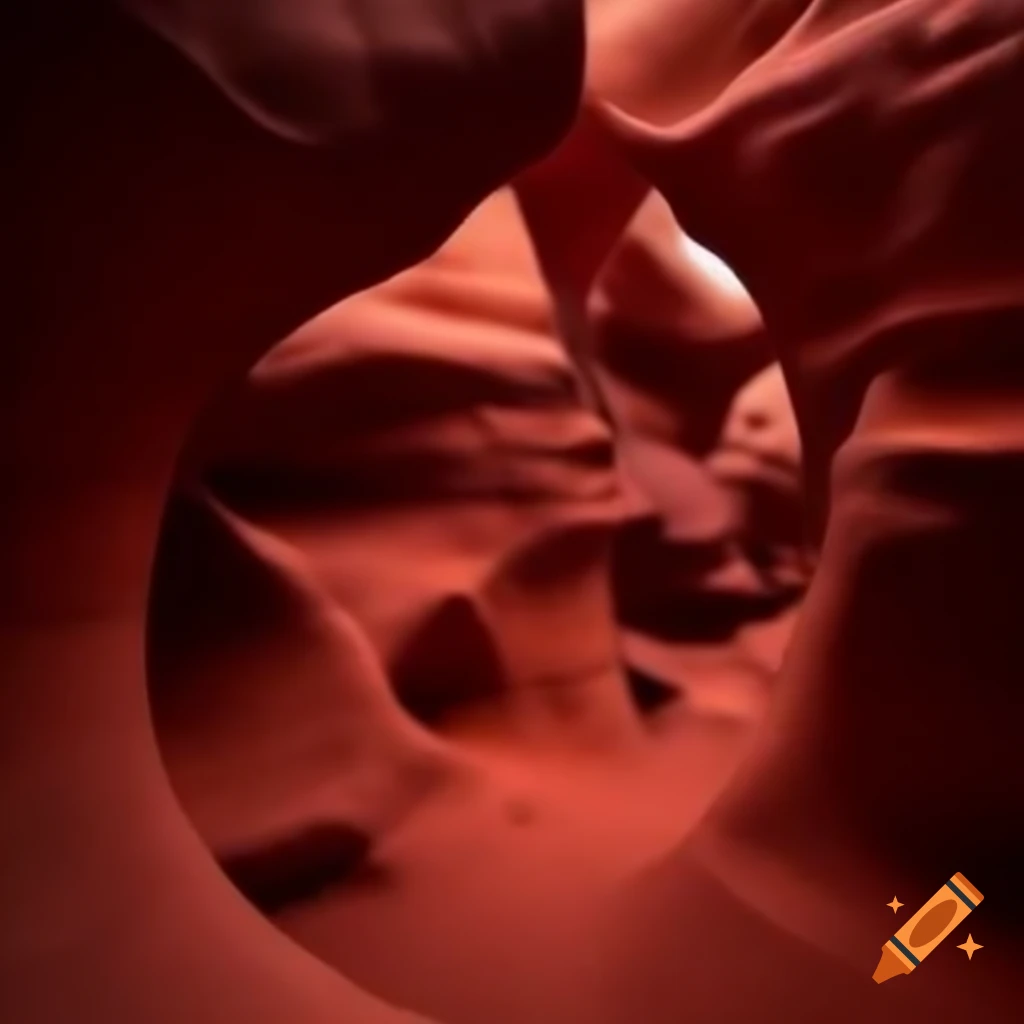 Landscape of red stone hoodoos shaped into mysterious figures