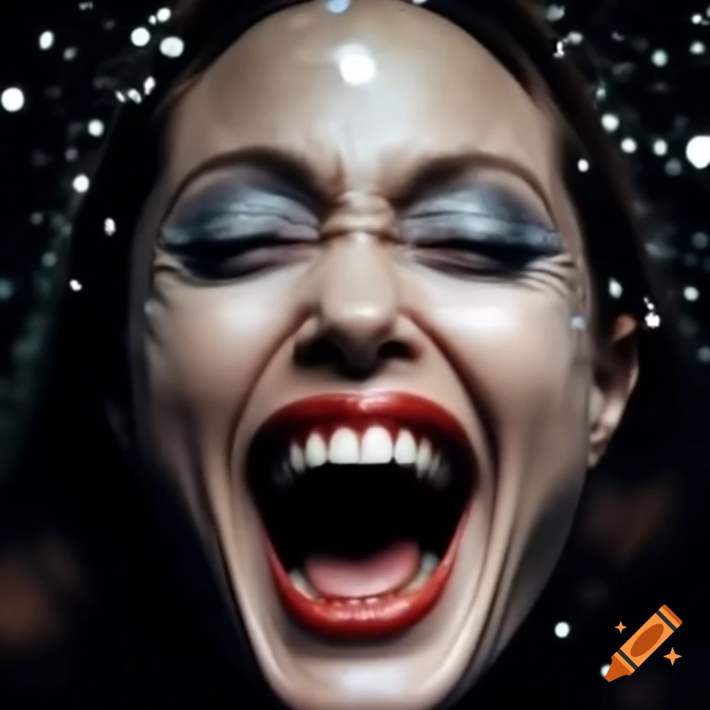 Angelina Jolie laughing joyfully with crinkled eyes