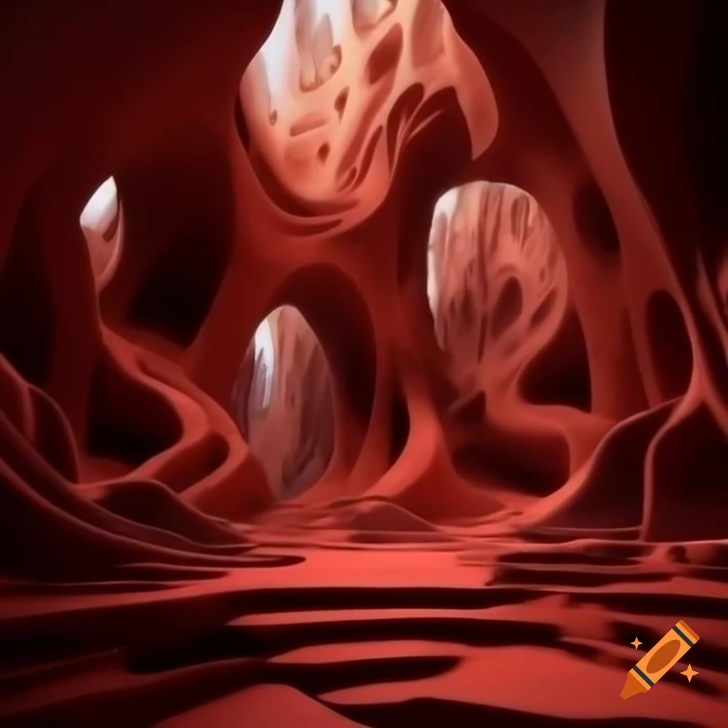 Red stone hoodoos carved into figures with archways and steps