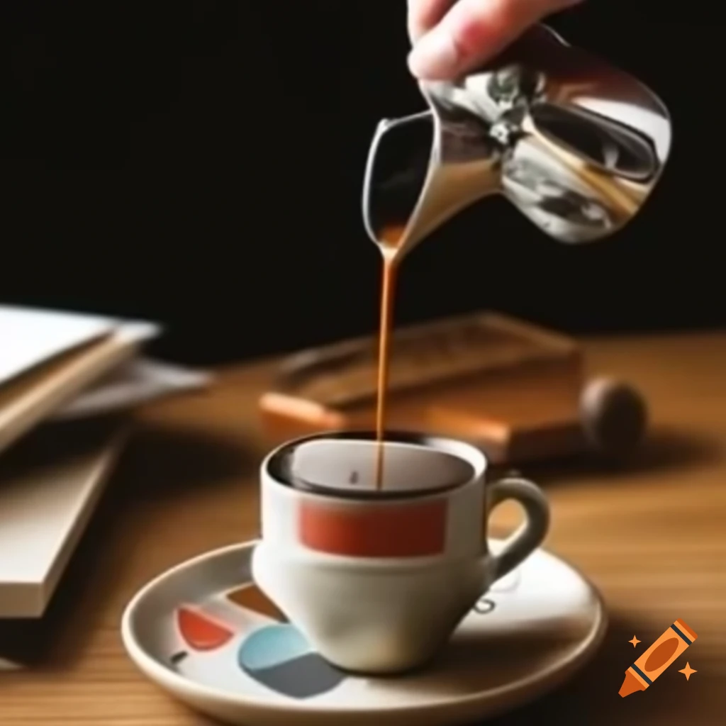 Cozy ceramic coffee cup with Bauhaus and Modernism colors