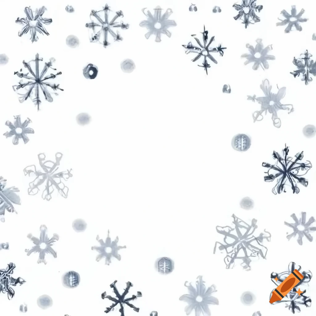 Sketch of delicate small frosted snowflakes