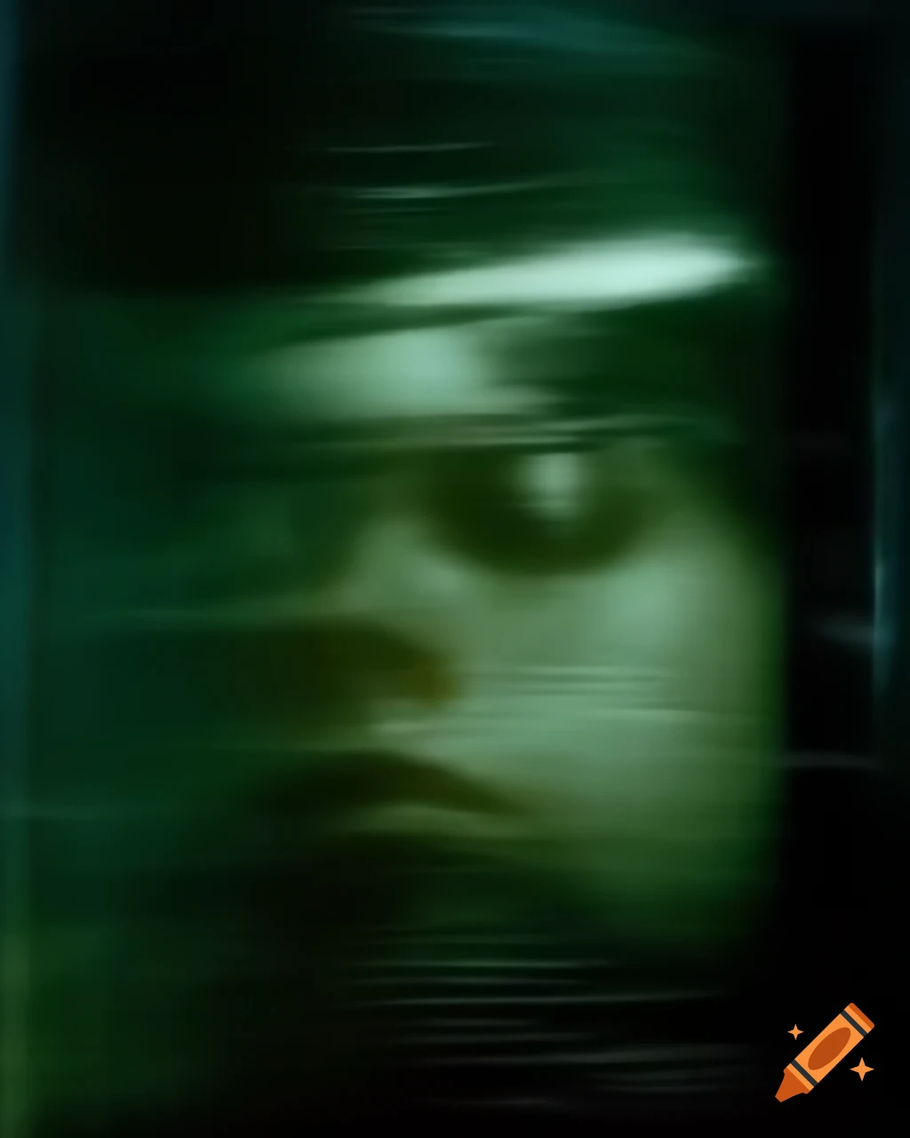 Ethereal woman apparition in grainy analogue horror footage
