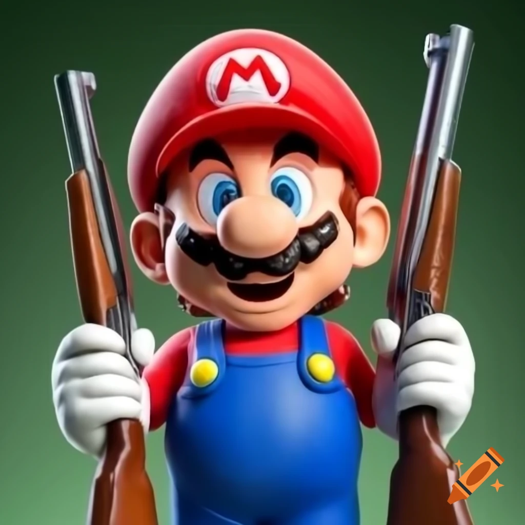 Super Mario character holding a shotgun
