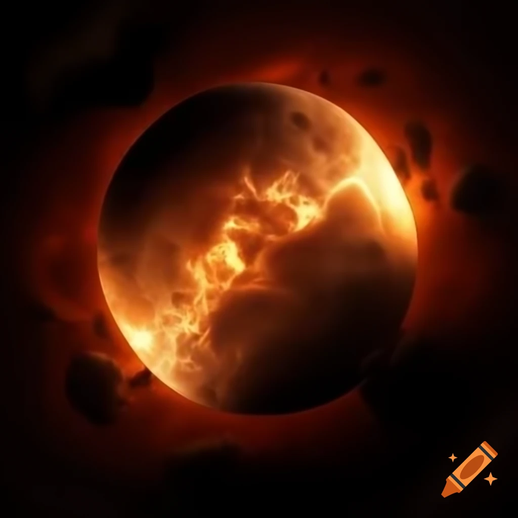 Venus with orange hue showcasing its rugged surface