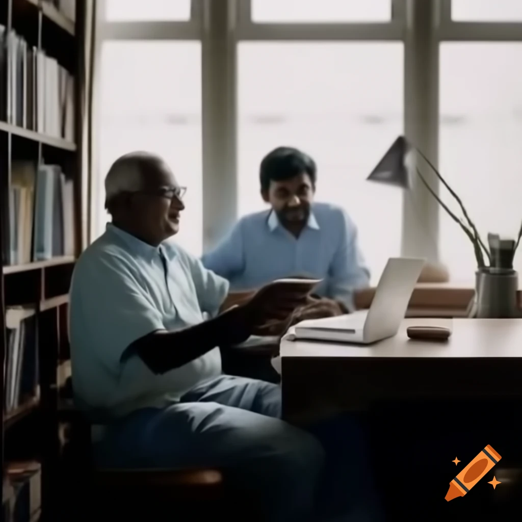 Indian man smiling during phone conversation at home with laptop and paper