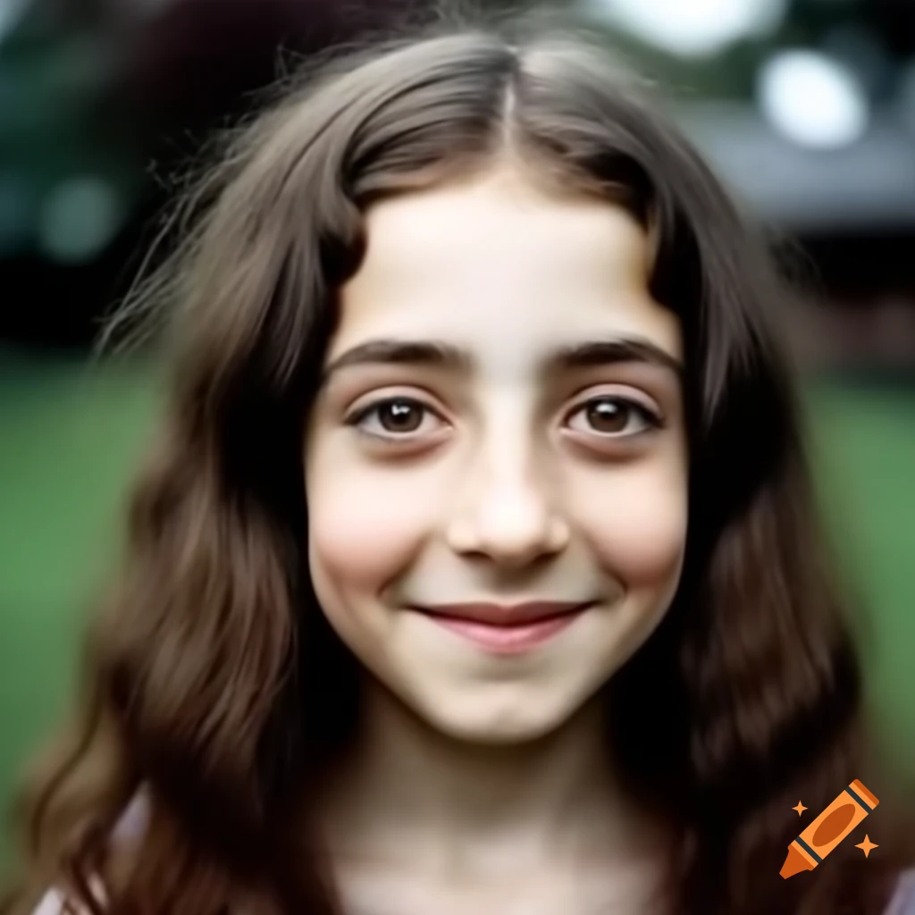 Smiling Jewish Girl With Curly Dark Hair In A Garden On Craiyon
