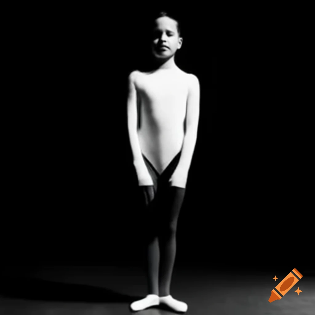 Sofia Lillis performing on stage in white leotard and black tights