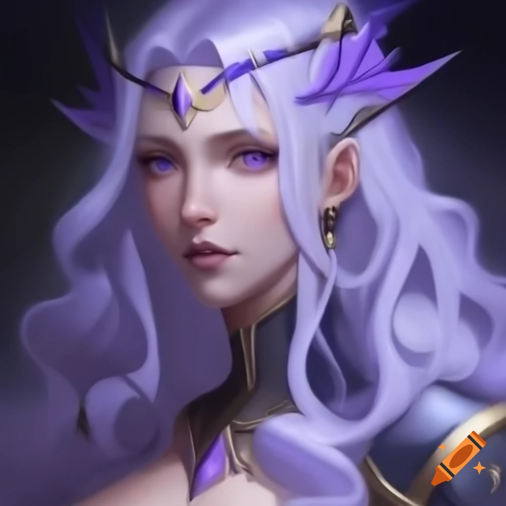 Ethereal maiden heroine character in ornate boudoir painting styled like Ayami Kojima, with Alucard