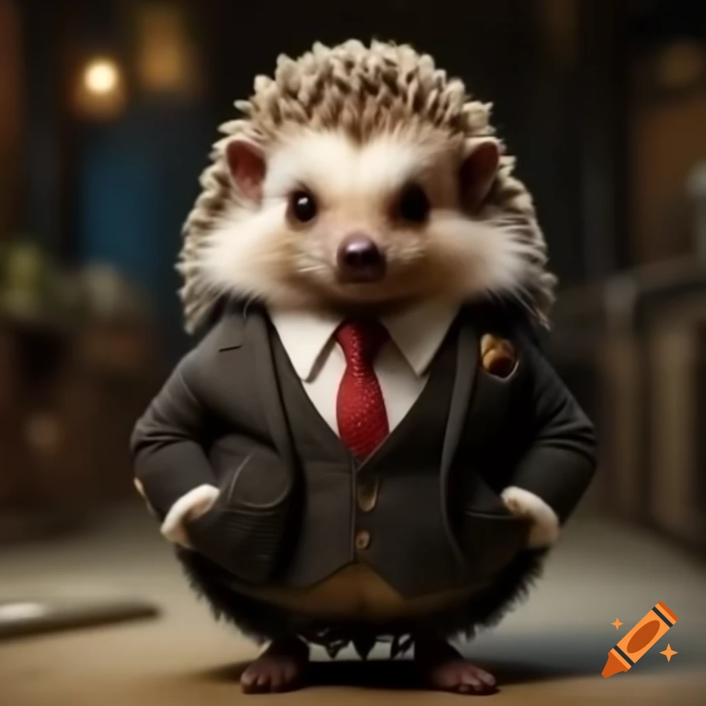 Hedgehog dressed as a businessman