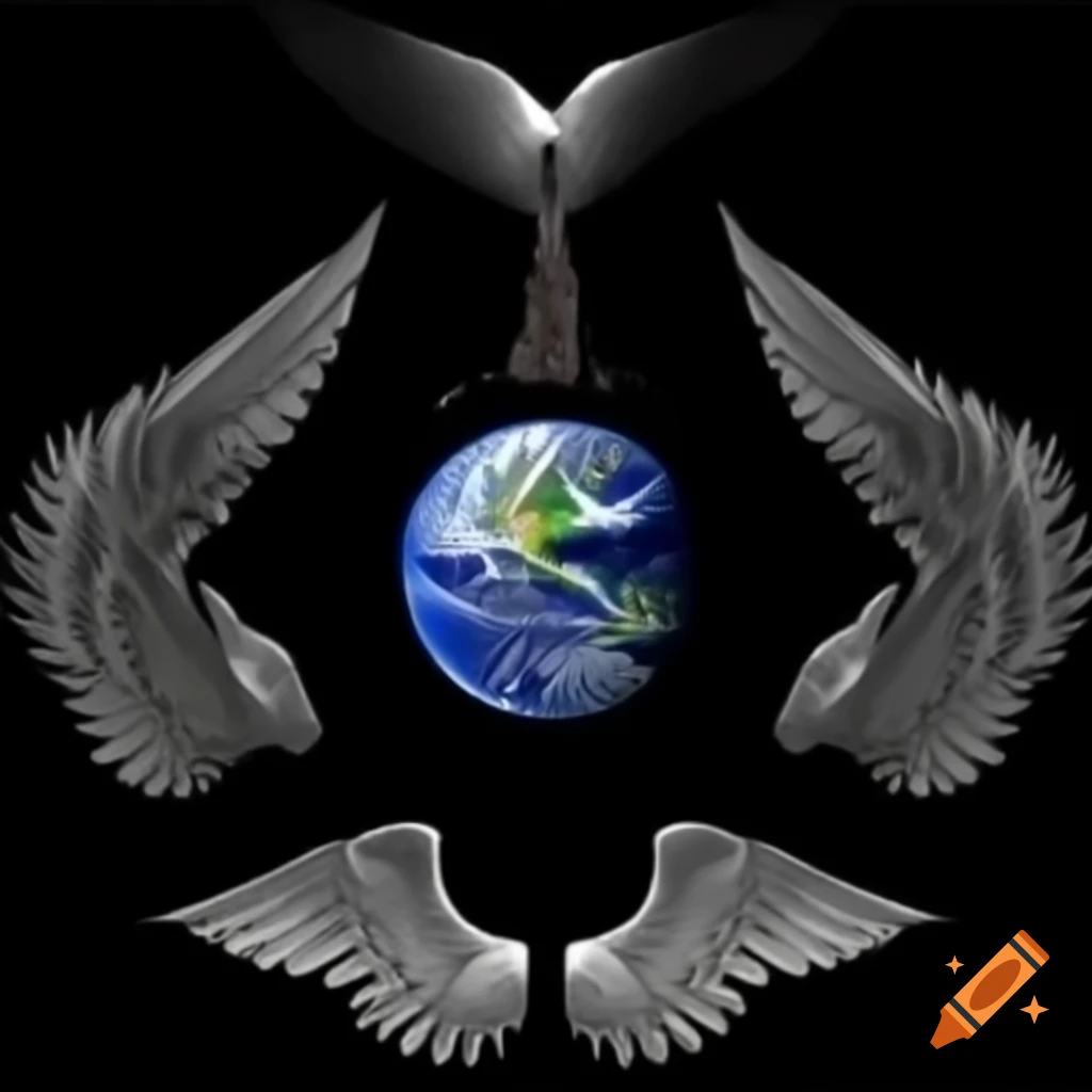 Flag design featuring a solid black background with a central detailed globe of Earth focused on Europe