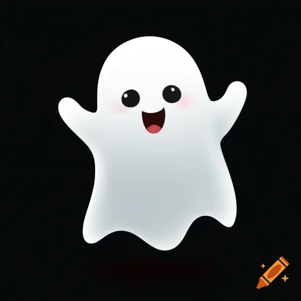 Cheerful ghost on black background