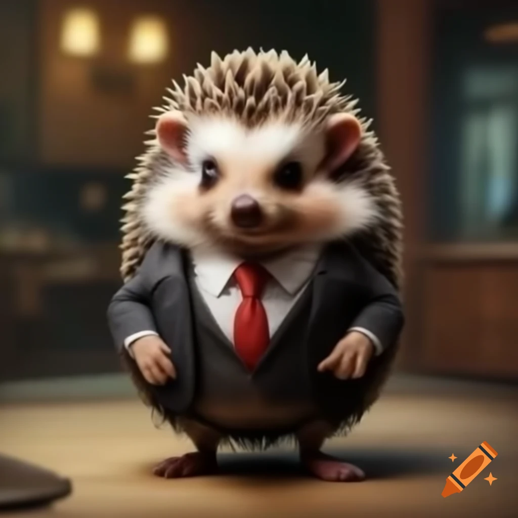 Hedgehog dressed as a businessman