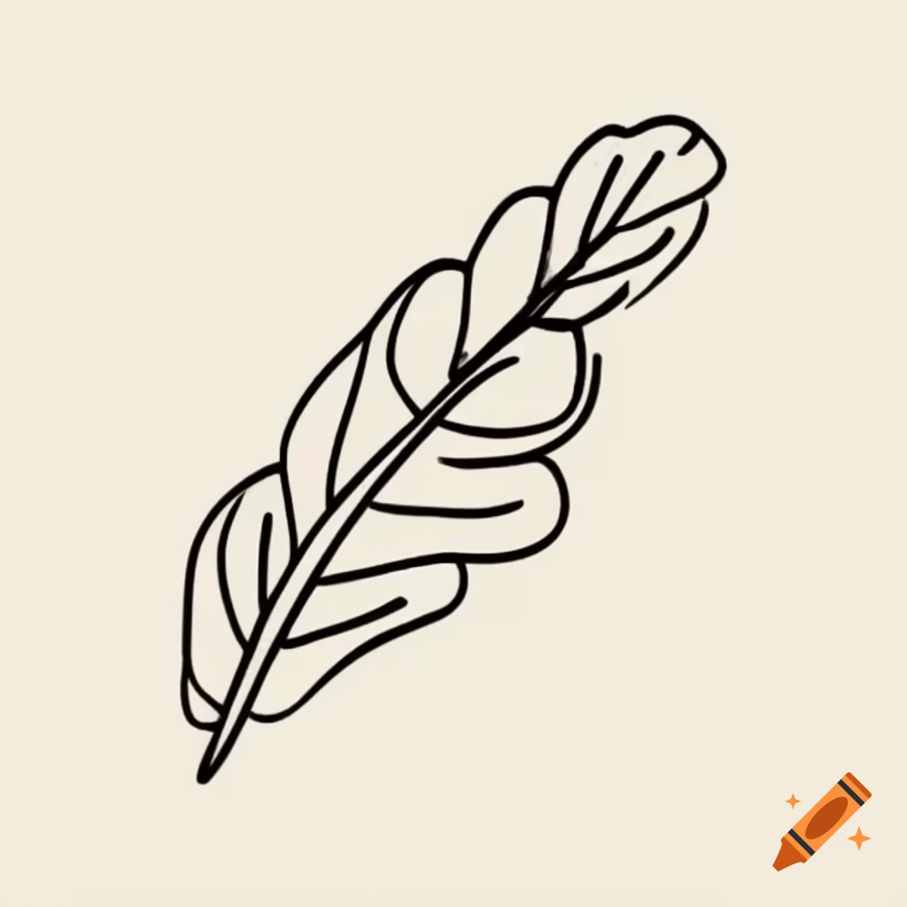 Continuous doodle of a leaf transforming into a feather